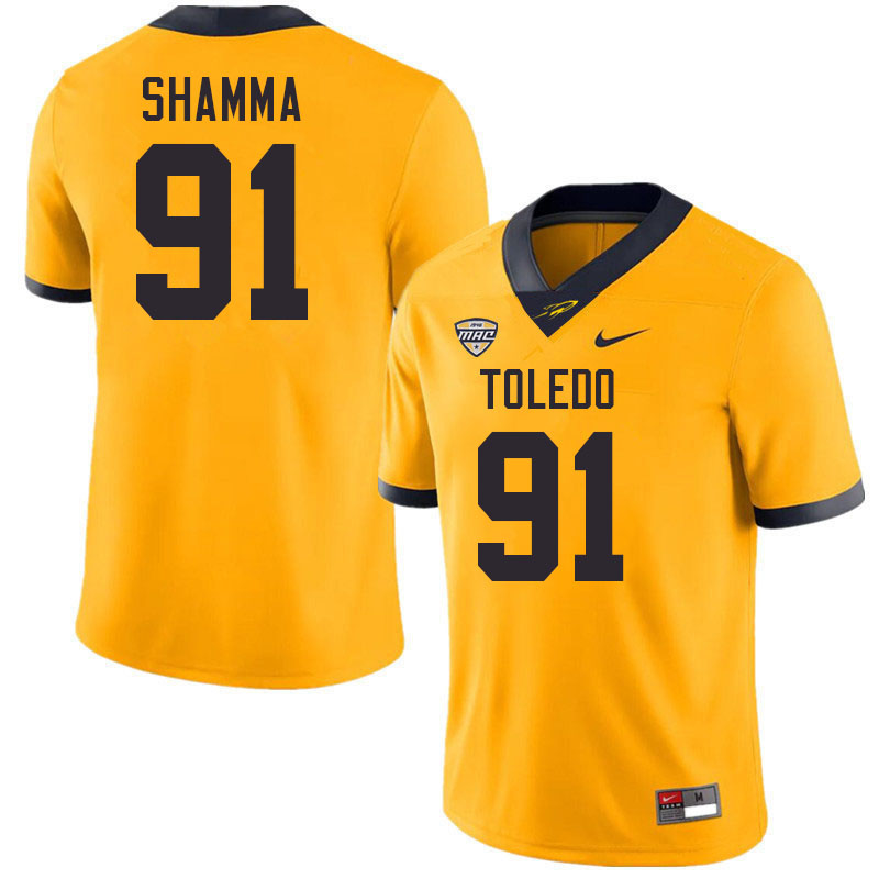 Toledo Rockets #91 Laith Shamma College Football Jerseys Stitched Sale-Gold
